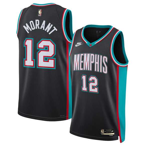 Mens Memphis Grizzlies #12 Ja Morant Black 2025 Classic Edition Stitched Jersey Dzhi