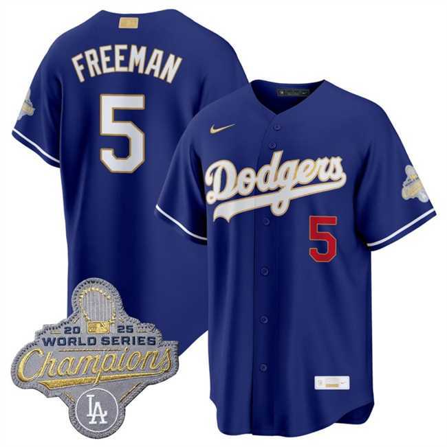 Mens Los Angeles Dodgers #5 Freddie Freeman Royal 2026 Alternate Gold Collection Stadium Stitched Jersey Dzhi