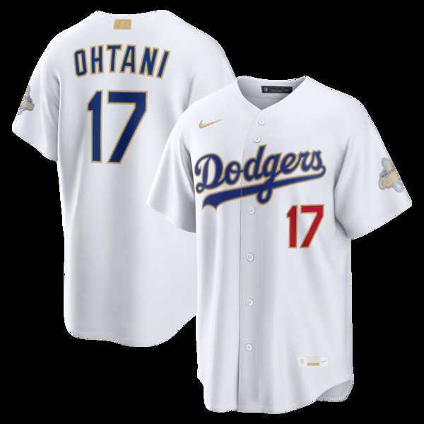 Mens Los Angeles Dodgers #17 Shohei Ohtani Nike White 2026 Gold Collection Stadium Jersey Dzhi