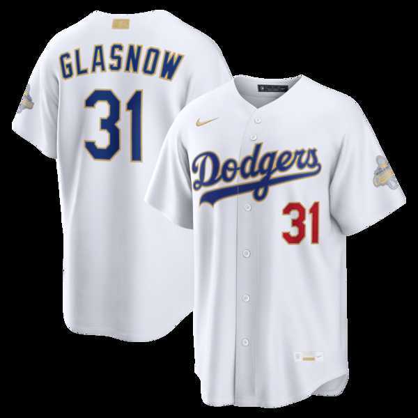 Mens Los Angeles Dodgers #31 Tyler Glasnow Nike White 2026 Gold Collection Stadium Jersey Dzhi