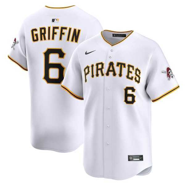 Mens Pittsburgh Pirates #6 Konnor Griffin Nike White Home Limited Jersey Dzhi