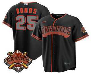 Mens San Francisco Giants #25 Barry Bonds Black 2026 Alternate Stadium Stitched Jersey Dzhi