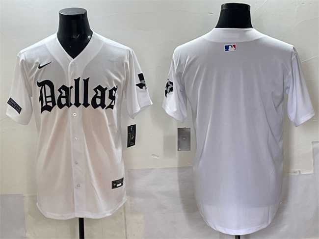 Mens Dallas Cowboys Blank White Gothic Lone Star Edition Limited Stitched Baseball Jersey