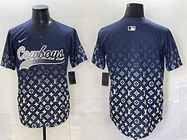 Mens Dallas Cowboys Blank Navy Limited Stitched Baseball Jersey