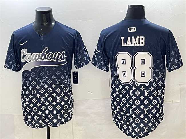 Mens Dallas Cowboys #88 CeeDee Lamb Navy Limited Stitched Baseball Jersey