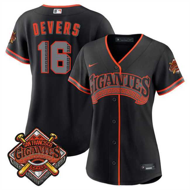 Womens San Francisco Giants #16 Rafael Devers Black 2026 Alternate Stadium Stitched Jersey Dzhi