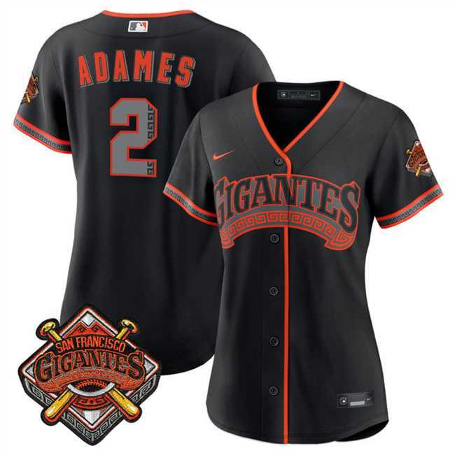 Womens San Francisco Giants #2 Willy Adames Black 2026 Alternate Stadium Stitched Jersey Dzhi