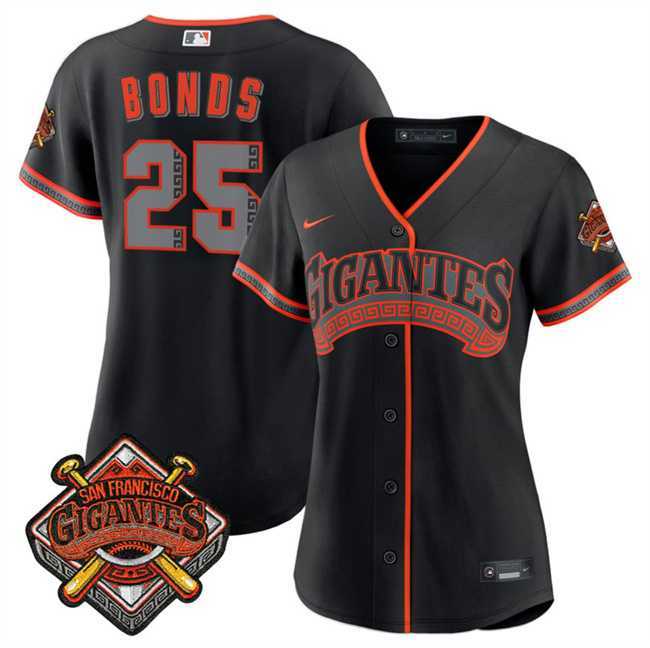 Womens San Francisco Giants #25 Barry Bonds Black 2026 Alternate Stadium Stitched Jersey Dzhi
