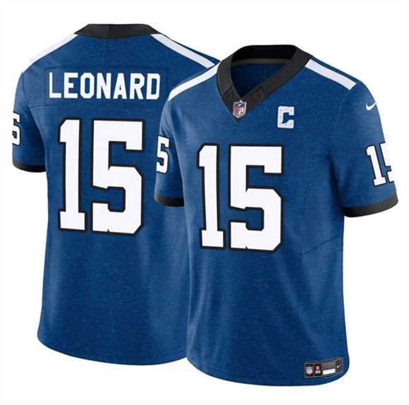 Mens Indianapolis Colts #15 Riley Leonard Blue 2025 F.U.S.E. Throwback Vapor Limited Stitched Jersey Dzhi
