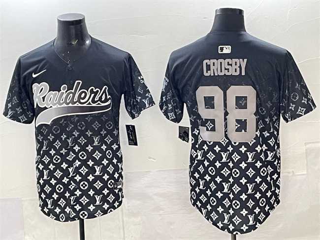 Mens Las Vegas Raiders #98 Maxx Crosby Black Limited Stitched Baseball Jersey