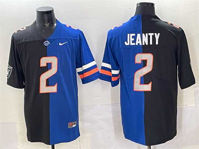 Mens Las Vegas Raiders X Broncos #2 Ashton Jeanty Black Blue Split Limited Stitched Jersey Dzhi