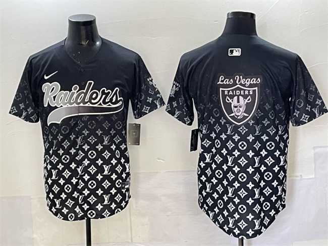 Mens Las Vegas Raiders Team Big Logo Black Limited Stitched Baseball Jersey