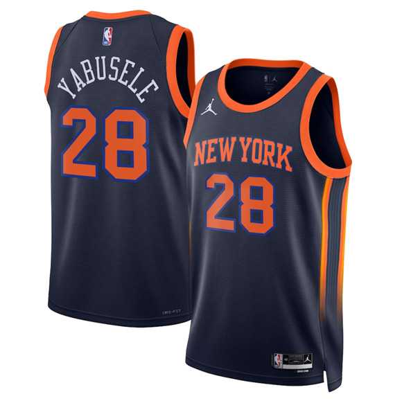 Mens New Yok Knicks #28 Guerschon Yabusele Black 2025 Statement Edition Stitched Jersey Dzhi