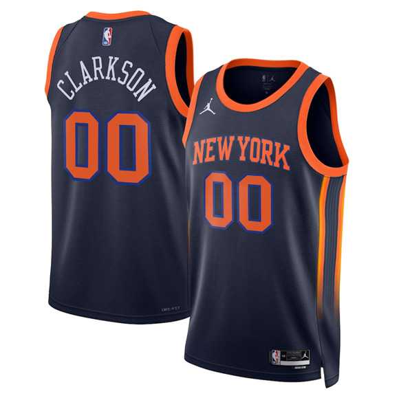 Mens New Yok Knicks #00 Jordan Clarkson Black 2025 Statement Edition Stitched Jersey Dzhi