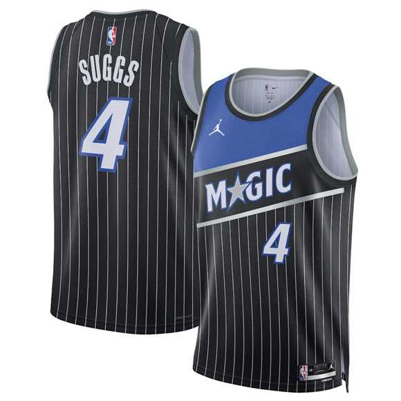 Mens Orlando Magic #4 Jalen Suggs Black 2025 Statement Edition Stitched Basketball Jersey Dzhi