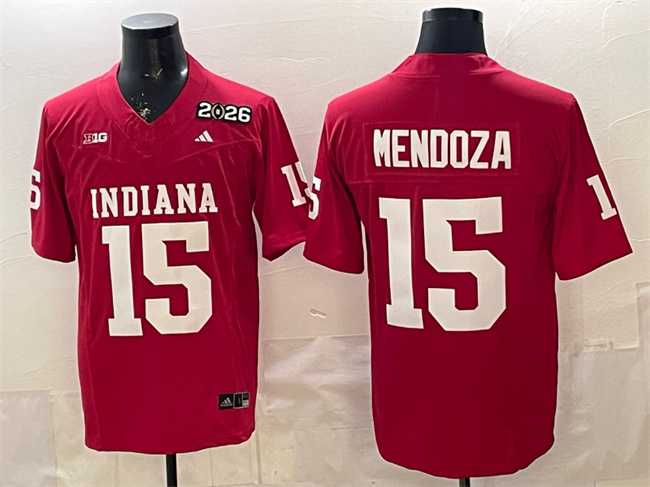 Mens Indiana Hoosiers #15 Fernando Mendoza Red F.U.S.E. 2026 Patch Stitched Basketball Jersey