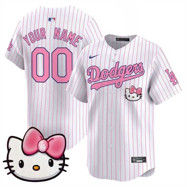 Mens Los Angeles Dodgers ACTIVE PLAYER Custom Pinstripe 2025 Hello Kitty Vapor Premier Limited Stitched Baseball Jersey