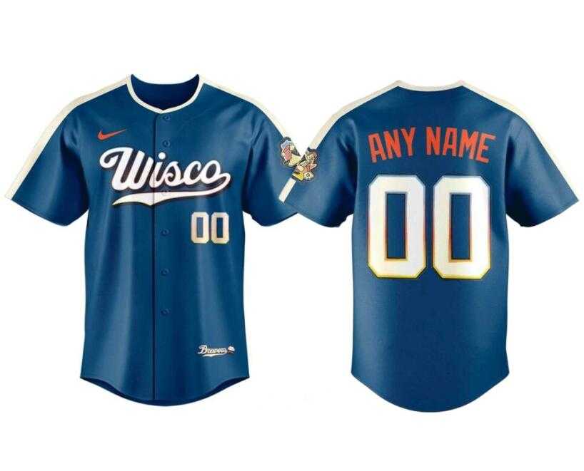 Mens Milwaukee Brewers Custom Mineral Blue 2026 City Connect Stadium Stitched Stitched Baseball Jersey