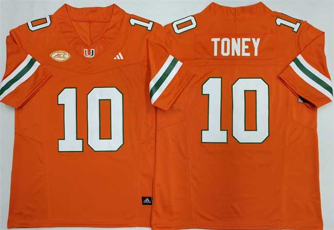 Mens Miami Hurricanes #10 Malachi Toney Orange F.U.S.E. 2026Stitched Football Jersey