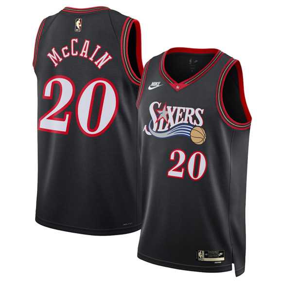 Mens Philadelphia 76ers #20 Jared McCain Jared McCain Black 2025 Classic Edition Stitched Jersey Dzhi