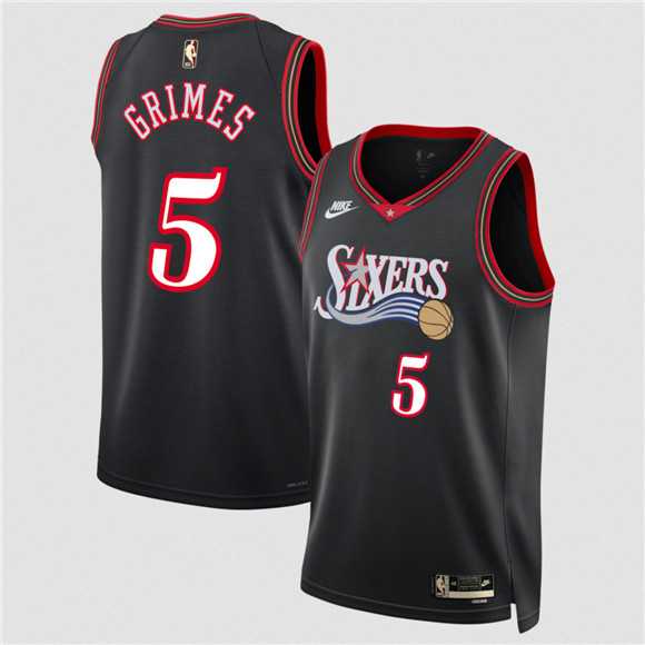 Mens Philadelphia 76ers #5 Quentin Grimes Black 2025 Classic Edition Stitched Jersey Dzhi