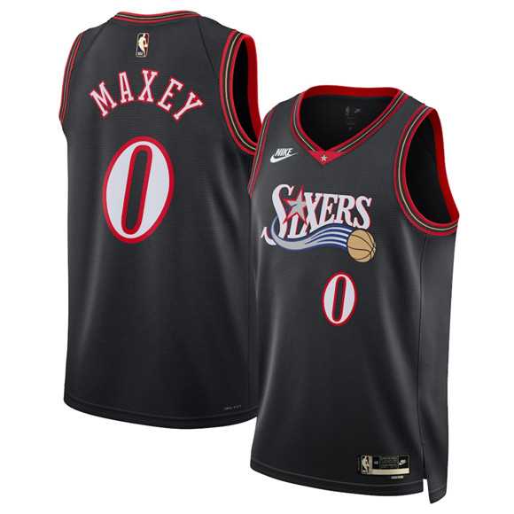Mens Philadelphia 76ers #0 Tyrese Maxey Black 2025 Classic Edition Stitched Jersey Dzhi
