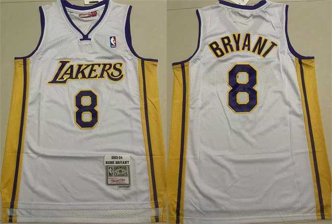 Mens Los Angeles Lakers #8 Kobe Bryant Yellow Throwback Stitched Basketball Jersey