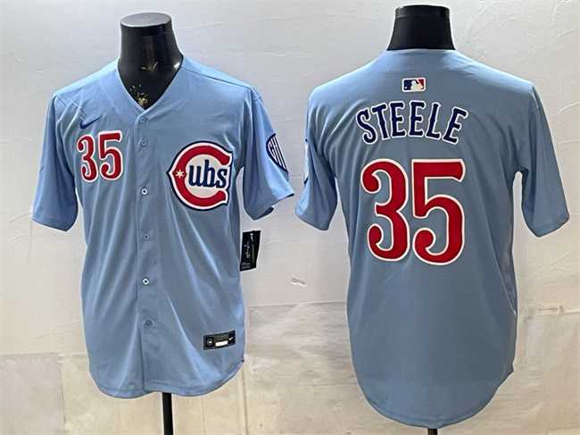 Mens Chicago Cubs #35 Justin Steele Blue 2024 25 2nd Alternate Limited Stitched Jersey