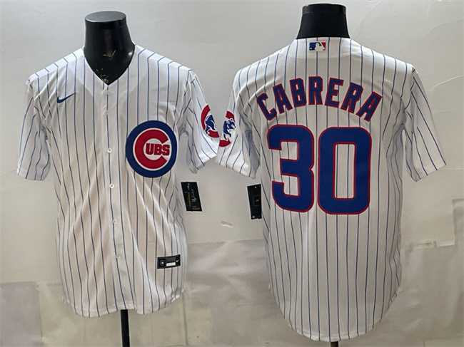 Mens Chicago Cubs #30 Edward Cabrera White 2026 Cool Base Stitched Jersey