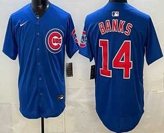 Mens Chicago Cubs #14 Ernie Banks Blue Limited Jersey
