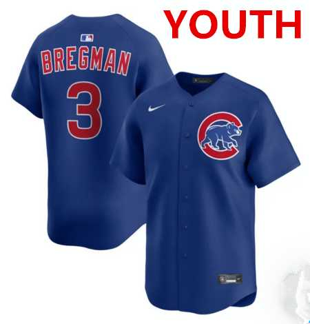 Youth Chicago Cubs #3 Alex Bregman nike Royal alternate limited jersey Dzhi