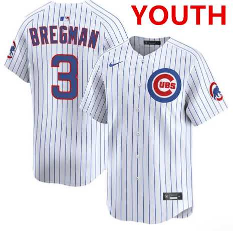 Youth Chicago Cubs #3 Alex Bregman nike White pinstripe home limited jersey Dzhi