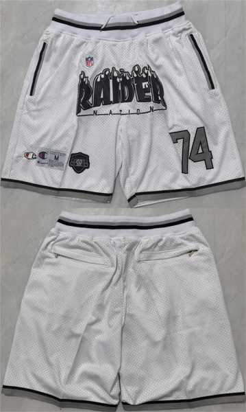Mens Las Vegas Raiders White Shorts (Run Small)