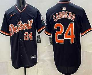 Mens Detroit Tigers #24 Miguel Cabrera Navy Limited Jersey