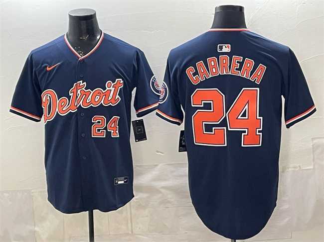 Mens Detroit Tigers #24 Miguel Cabrera Navy 2026 Alternate Vapor Premier Limited Stitched Jersey