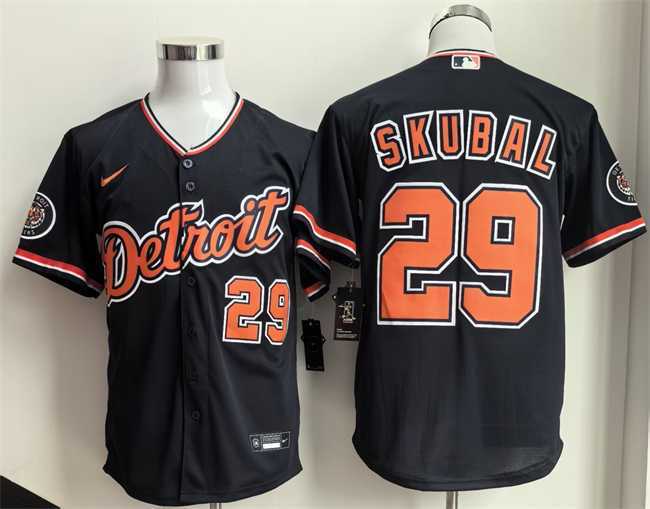 Mens Detroit Tigers #29 Tarik Skubal 2026 Navy Alternate Stitched Jersey