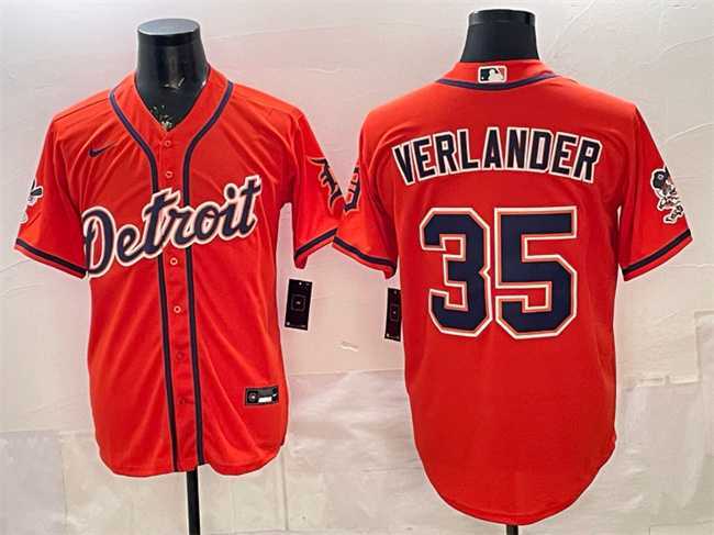 Mens Detroit Tigers #35 Justin Verlander Orange 2026 Cool Base Stitched Baseball Jersey