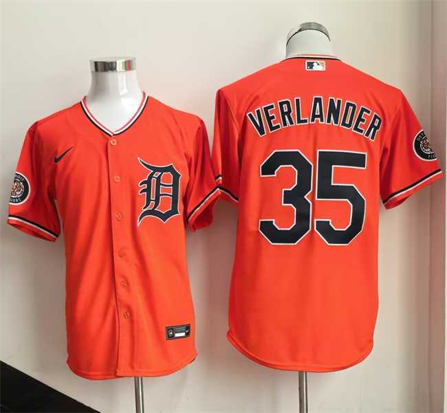 Mens Detroit Tigers #35 Justin Verlander Orange 2026 Cool Base Stitched Jersey