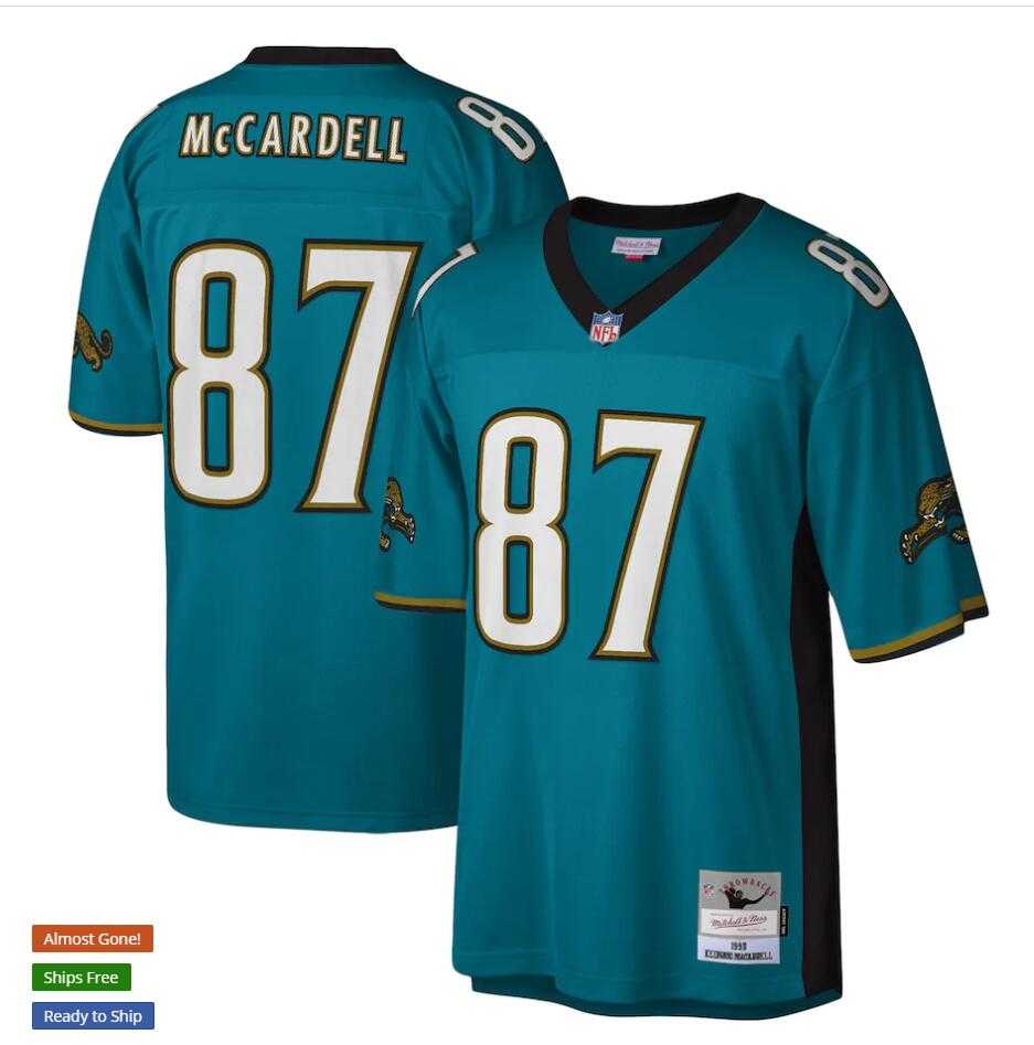 Mens Jacksonville Jaguars #87 Keenan McCardell Mitchell & Ness Teal NFL Throwback Jersey