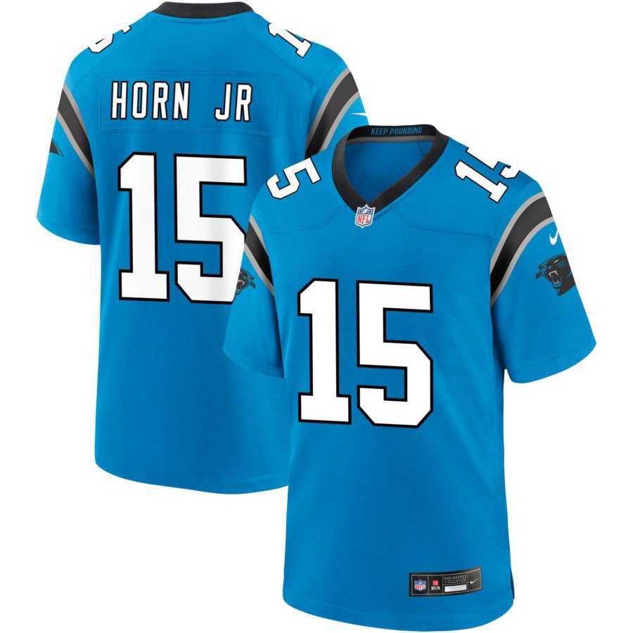 Men & Women & Youth Carolina Panthers #15 Jimmy Horn Jr Blue 2025 Vapor Limited Stitched Jersey