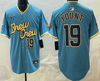 Mens Milwaukee Brewers #19 Robin Yount Powder Blue Limited Jersey