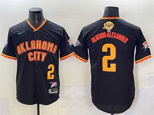 Mens Oklahoma City Thunder #2 Shai Gilgeous-Alexander Black 2025 Finals Vapor Stitched Baseball Jersey