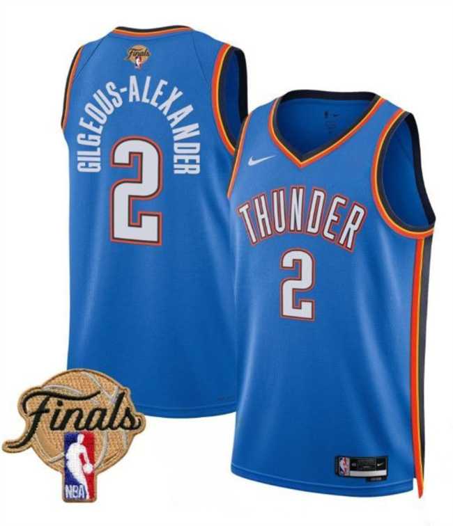 Mens Oklahoma City Thunder #2 Shai Gilgeous-Alexander Blue 2025 Finals Icon Edition Stitched Jersey Dzhi