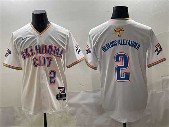 Mens Oklahoma City Thunder #2 Shai Gilgeous-Alexander White 2025 Finals Vapor Stitched Baseball Jersey
