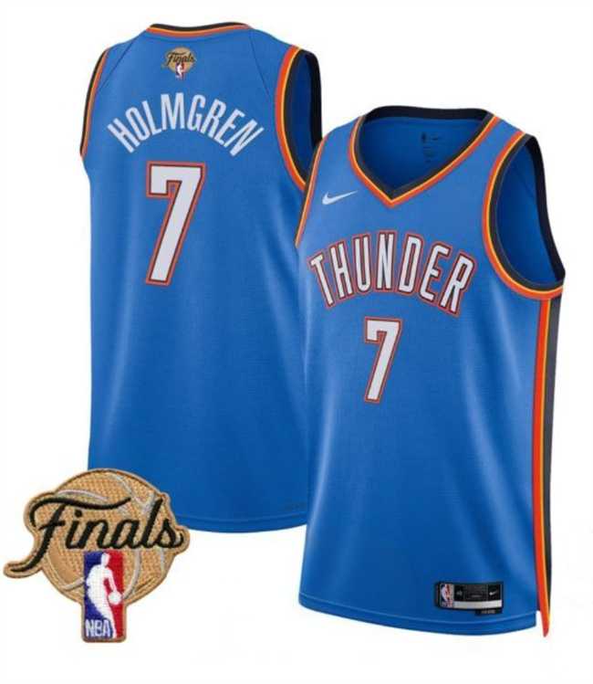 Mens Oklahoma City Thunder #7 Chet Holmgren Blue 2025 Finals Icon Edition Stitched Jersey Dzhi