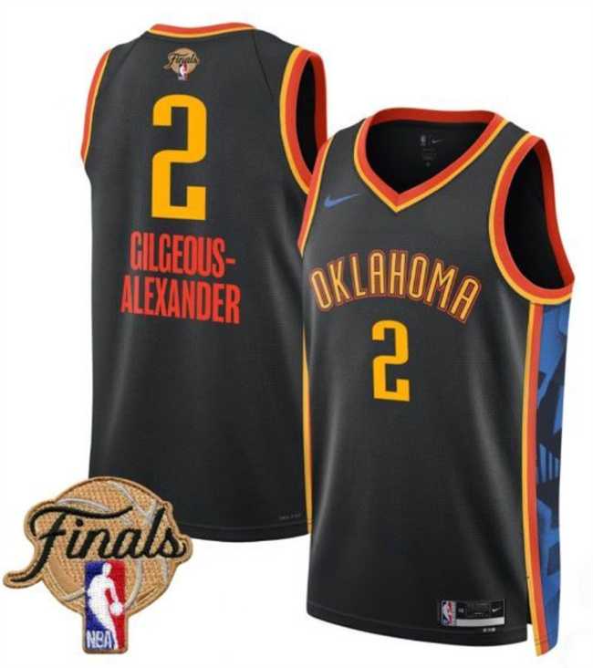 Mens Oklahoma City Thunder #2 Shai Gilgeous-Alexander Black 2025 Finals City Edition Stitched Jersey Dzhi