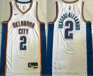 Mens Oklahoma City Thunder #2 Shai Gilgeous-Alexander White Icon Sponsor AU Jersey