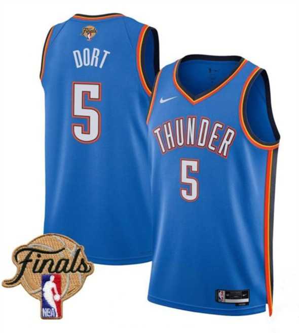 Mens Oklahoma City Thunder #5 Luguentz Dort Blue 2025 Icon Edition Stitched Jersey Dzhi