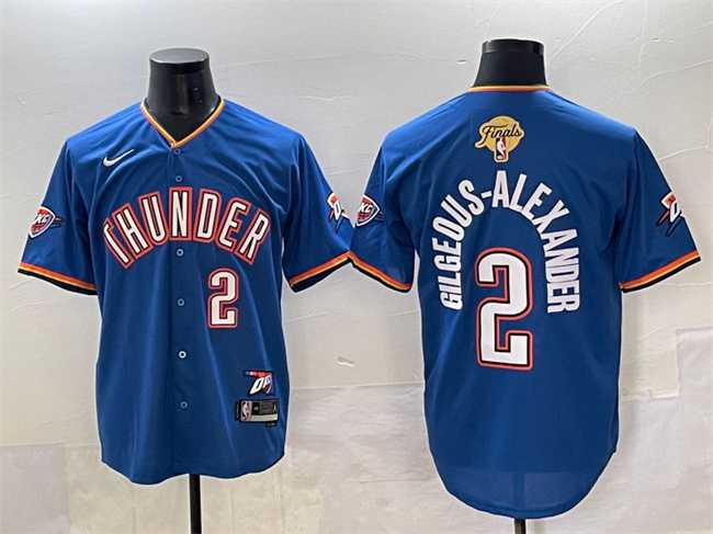 Mens Oklahoma City Thunder #2 Shai Gilgeous-Alexander Blue 2025 Finals Vapor Stitched Baseball Jersey