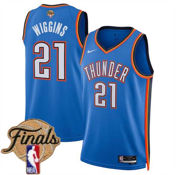 Mens Oklahoma City Thunder #21 Aaron Wiggins Blue 2025 Icon Edition Stitched Jersey Dzhi